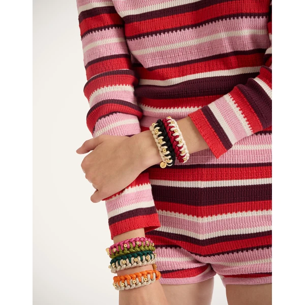 La DoubleJ Better Together Bracelet in Bicolor Orange & Ivory | Bracelets | Coveti