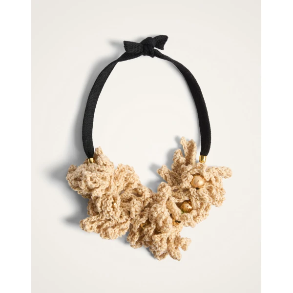 La DoubleJ Bonanza Choker in Beige Cotton Crochet, view 4
