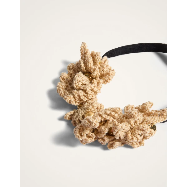La DoubleJ Bonanza Choker in Beige Cotton Crochet, view 5