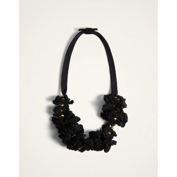 La DoubleJ Bonanza Choker in Black Cotton Crochet at Coveti