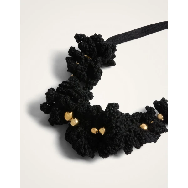 La DoubleJ Bonanza Choker in Black Cotton Crochet at Coveti