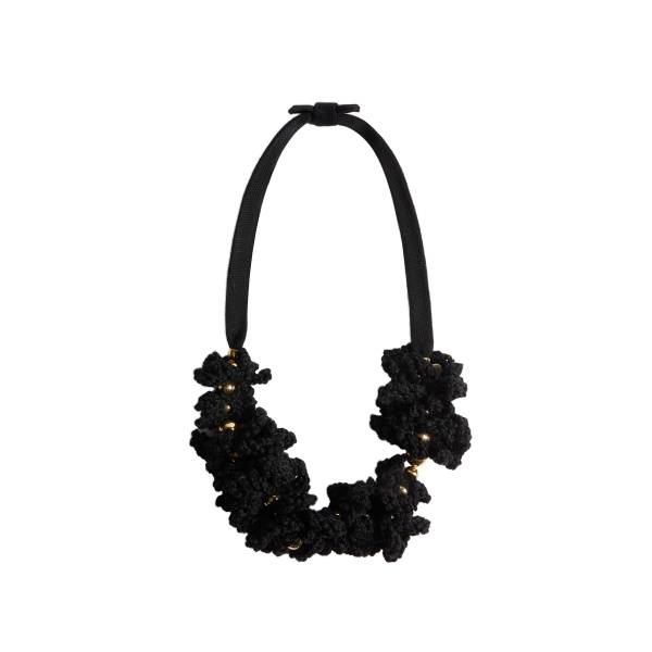 La DoubleJ Bonanza Choker in Black Cotton Crochet at Coveti