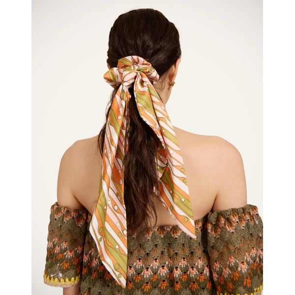 La DoubleJ Bow Scrunchie in Smarties Orange, view 2