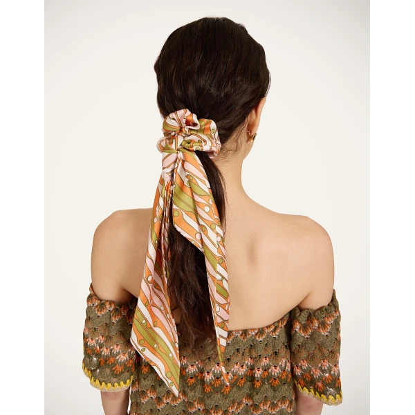 La DoubleJ Bow Scrunchie in Smarties Orange, view 3