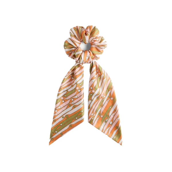 La DoubleJ Bow Scrunchie in Smarties Orange at Coveti