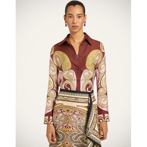La DoubleJ Boy Shirt in Kells Swirl Burgundy at Coveti