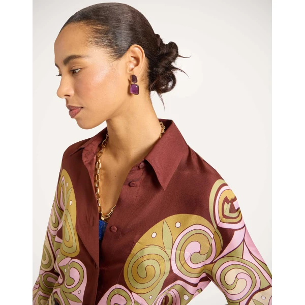 La DoubleJ Boy Shirt in Kells Swirl Burgundy at Coveti