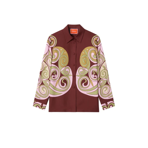 La DoubleJ Boy Shirt in Kells Swirl Burgundy at Coveti