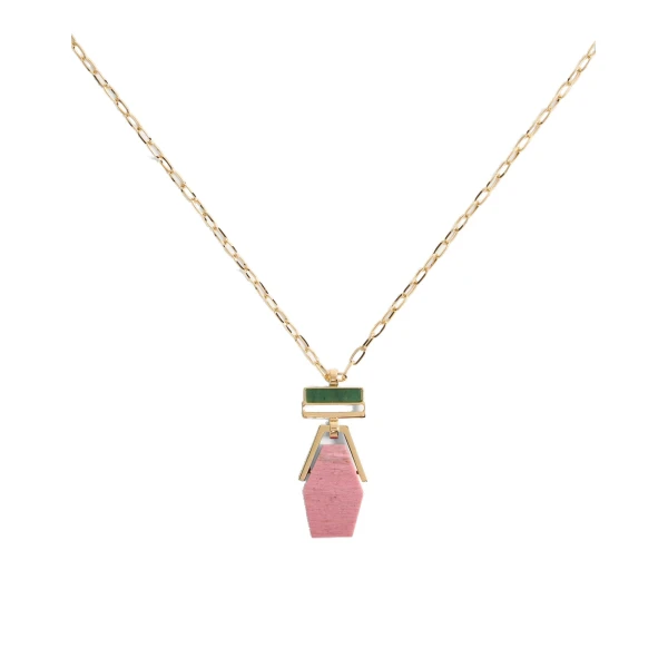 Bridge Portal Necklace in 24K Gold Plate & Thulite