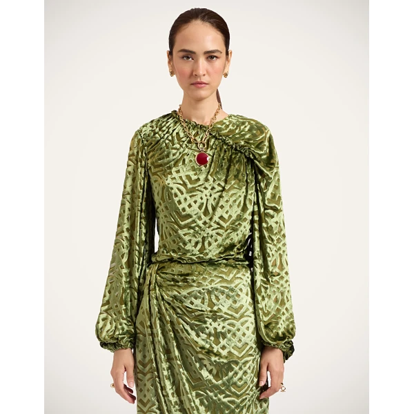 La DoubleJ Brigid Top in Verona Green, view 2