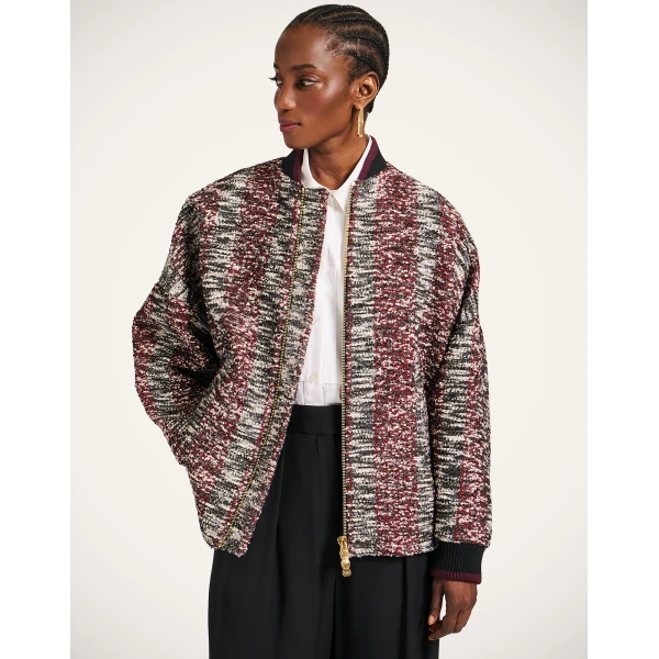 La DoubleJ Brooklyn Bomber in Multicolor Red & Black Jacket, view 2