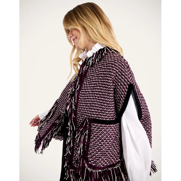 La DoubleJ Camelia Cape in Multicolor Purple & Ivory | Jackets | Coveti