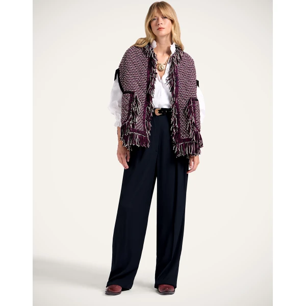La DoubleJ Camelia Cape in Multicolor Purple & Ivory | Jackets | Coveti