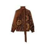 La DoubleJ Cerere Blouse in Big Blooms Brown | Blouse | Coveti