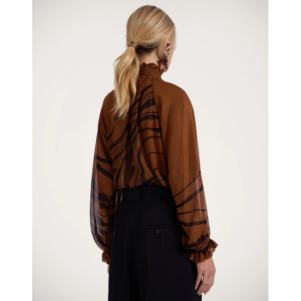 La DoubleJ Cerere Blouse in Big Blooms Brown | Blouse | Coveti