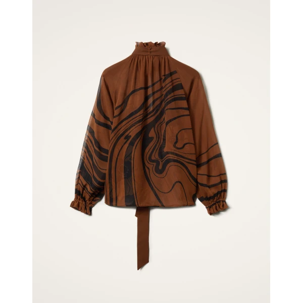 La DoubleJ Cerere Blouse in Big Blooms Brown | Blouse | Coveti