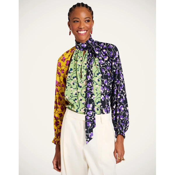 La DoubleJ Cerere Blouse in Honeysuckle Tricolor Yellow, view 2