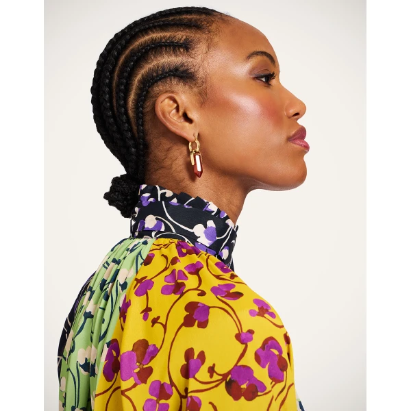La DoubleJ Cerere Blouse in Honeysuckle Tricolor Yellow, view 4