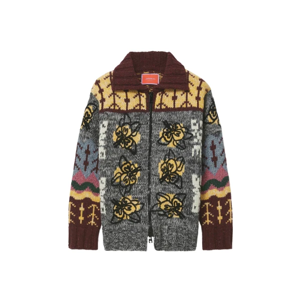 Chalet Cardigan in Multicolor Grey & Yellow