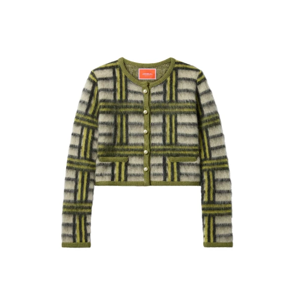 La DoubleJ Check Cardigan in Kells Check Ecru
