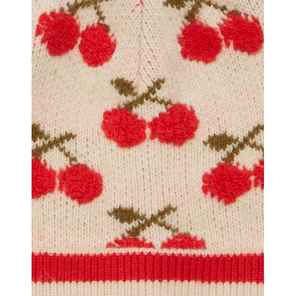La DoubleJ Cherry Beanie in Off White, view 3