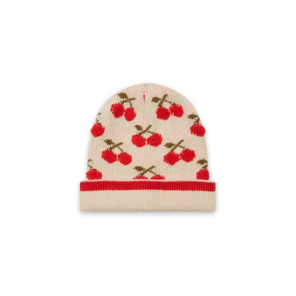La DoubleJ Cherry Beanie in Off White, view 5