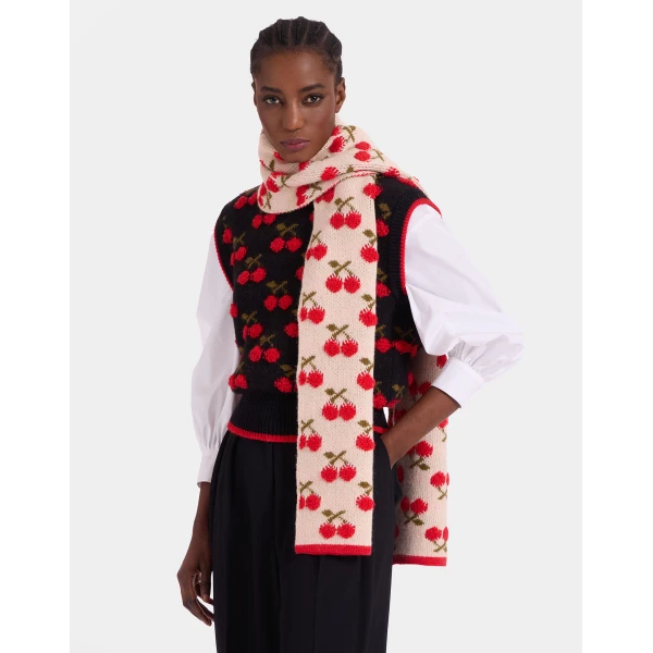 La DoubleJ Cherry Scarf in Off White, view 2