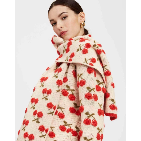La DoubleJ Cherry Scarf in Off White, view 4