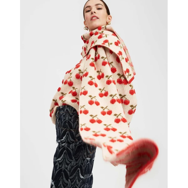 La DoubleJ Cherry Scarf in Off White, view 5