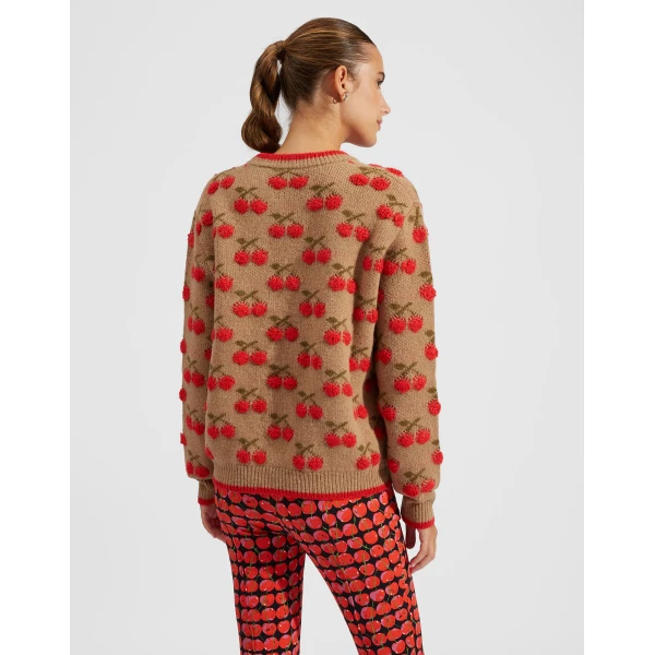 La DoubleJ Cherry Sweater in Camel/Red, view 3