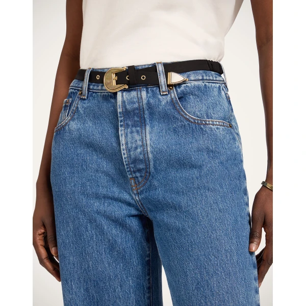 La DoubleJ Cinch Belt in Black Cotton Poplin at Coveti