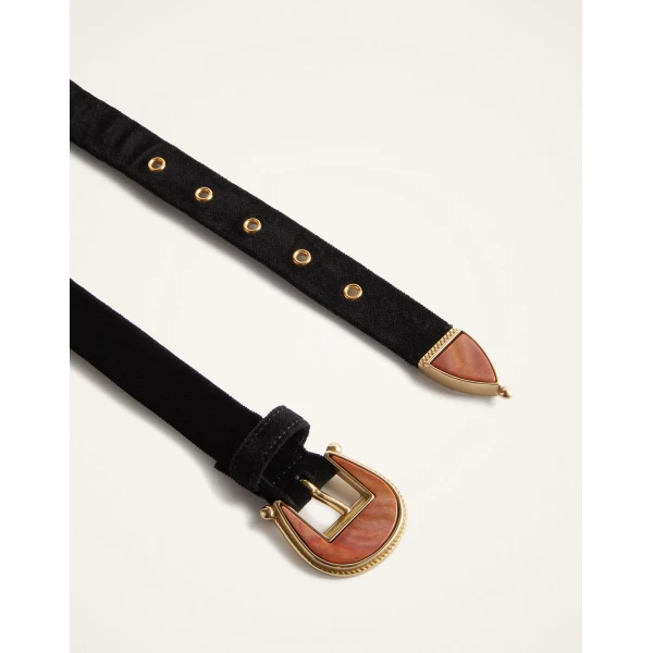 La DoubleJ Cinch Belt in Black Velvet at Coveti