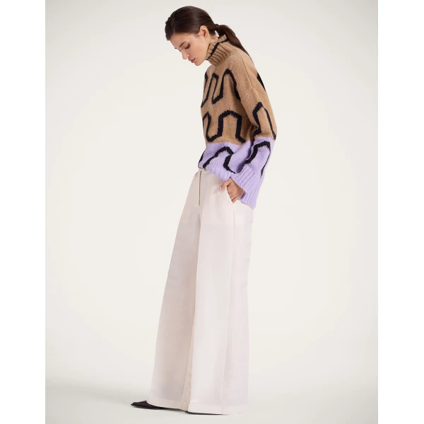 La DoubleJ Comber Turtleneck in Camel & Lilac, view 4
