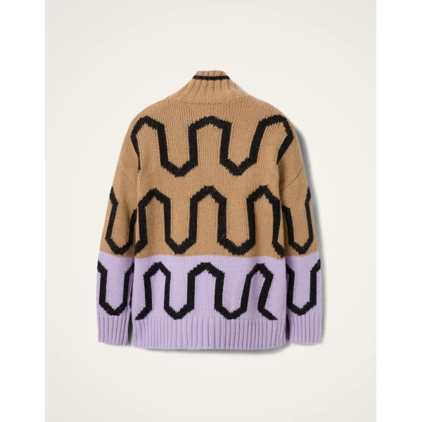 La DoubleJ Comber Turtleneck in Camel & Lilac, view 6