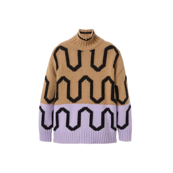 La DoubleJ Comber Turtleneck in Camel & Lilac