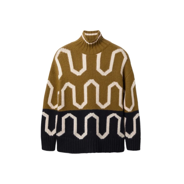 La DoubleJ Comber Turtleneck in Green & Black Knit
