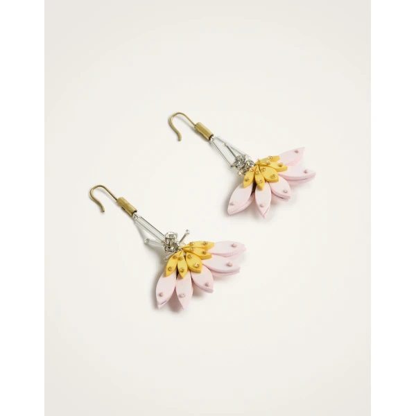 La DoubleJ Cornucopia Pendant Earrings in Pink Metallic Beads | Earrings | Coveti