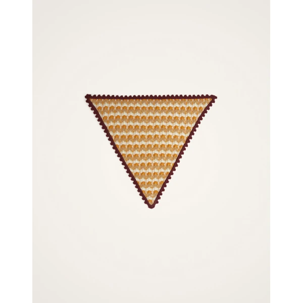 La DoubleJ Crochet Triangle Scarf in Multicolor Ocher & White at Coveti
