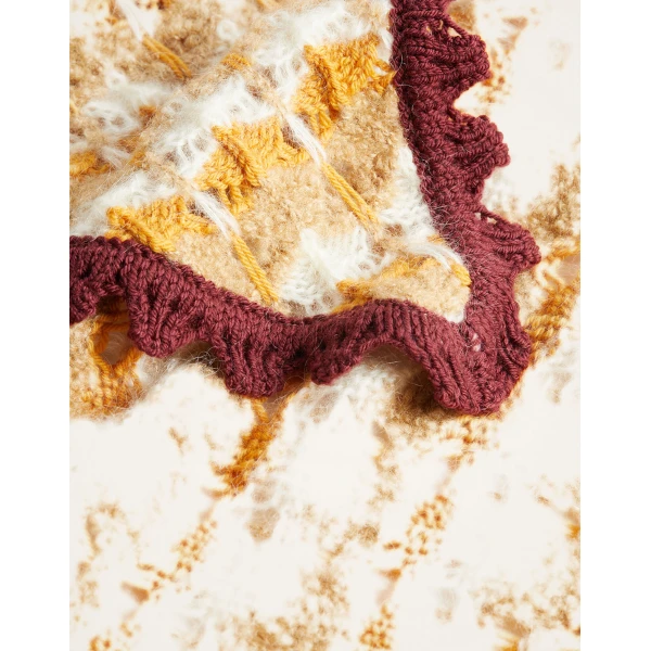 La DoubleJ Crochet Triangle Scarf in Multicolor Ocher & White at Coveti