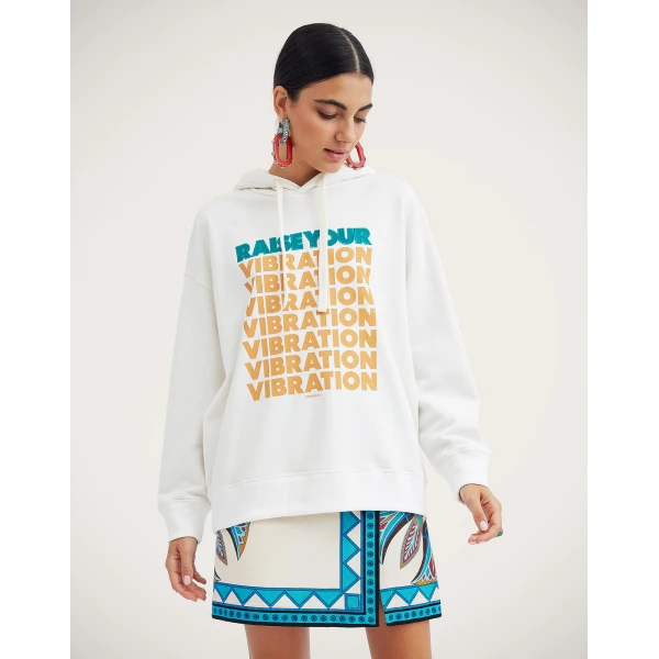 La DoubleJ Discman Hoodie in Off White, view 4