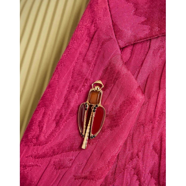 La DoubleJ Dragonfly Brooch in Enameled 24K Gold Plate And Yellow Agate | Brooches & Pins | Coveti