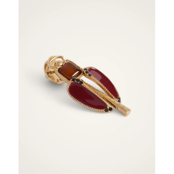 La DoubleJ Dragonfly Brooch in Enameled 24K Gold Plate And Yellow Agate | Brooches & Pins | Coveti