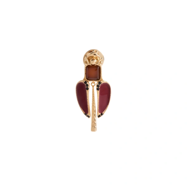 Dragonfly Brooch in Enameled 24K Gold Plate And Yellow Agate