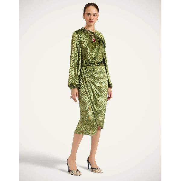 La DoubleJ Drape Skirt in Verona Green, view 2