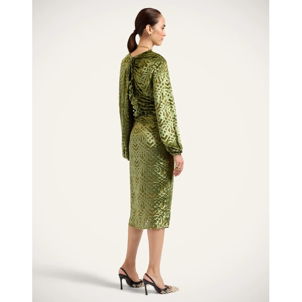 La DoubleJ Drape Skirt in Verona Green, view 3