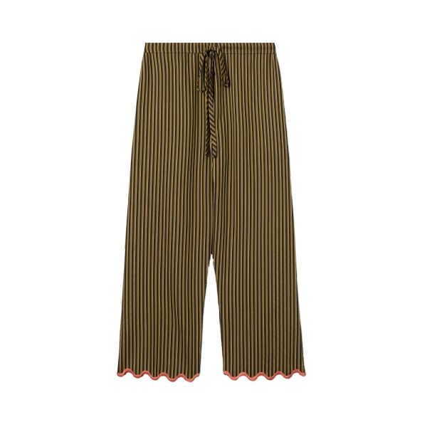 Drawstring Pants in Pinstripe Green