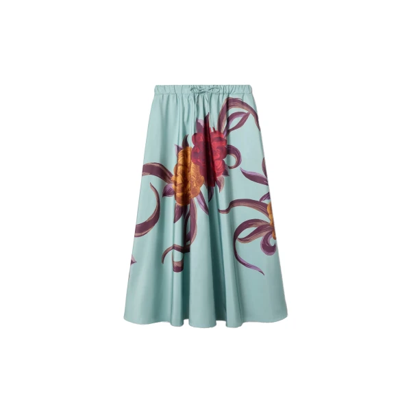 Drawstring Skirt in Peony Light Blue