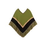 La DoubleJ Dreamcatcher Poncho in Color Block Green & Brown at Coveti