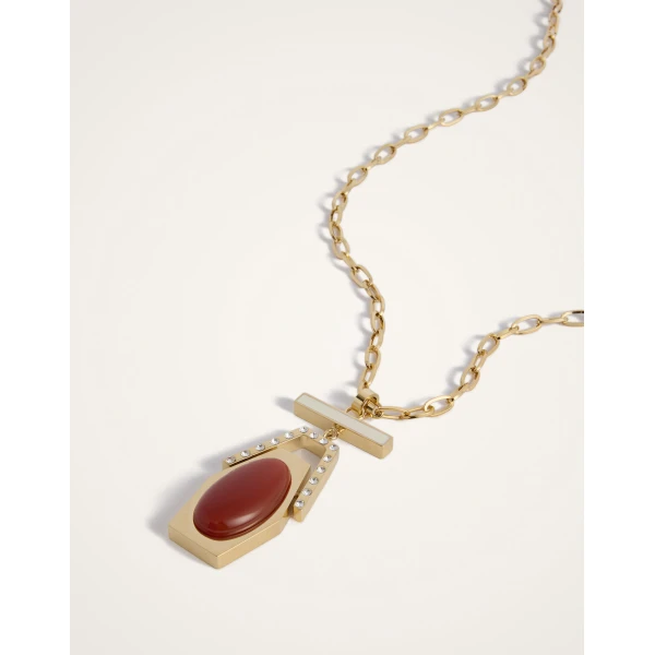 La DoubleJ Embellished Portal Necklace in 24K Gold Plate & Red Agate at Coveti