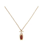La DoubleJ Embellished Portal Necklace in 24K Gold Plate & Red Agate at Coveti